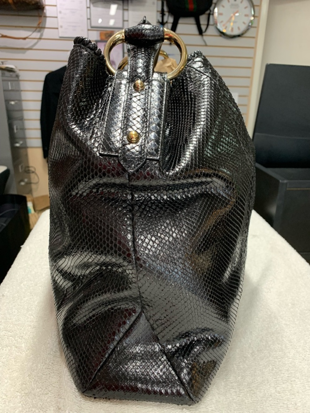 Gucci Horsebit Large Black Python Snakeskin Hobo Bag - Picture 2 of 16